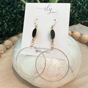 Gold and Black Hoop Earrings | French Wire | Lightweight | NWT | Boutique